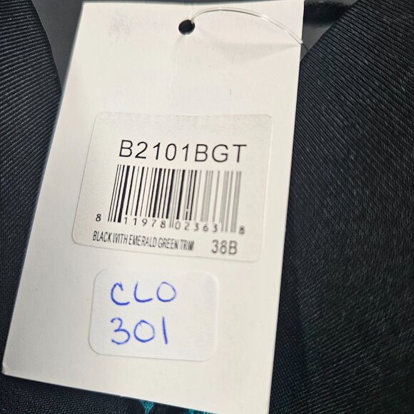 Hers by Herman 38B Black Bra with aqua lace trim, wired - Picture 2 of 4